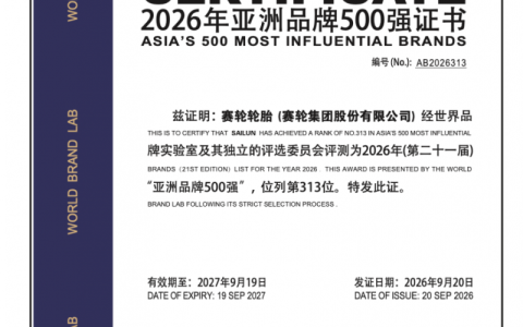 持续夯实品牌影响力 赛轮连续八年入选亚洲品牌500强榜单